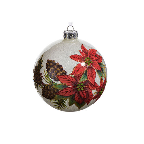 Holly And Pine Ball Ornament Raz Imports 5"