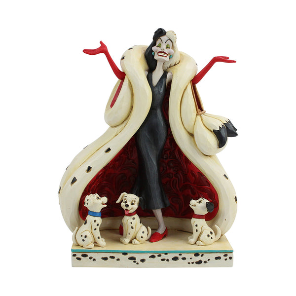 Jim Shore Disney Traditions - Cruella With Puppies - The Cute And The Cruel