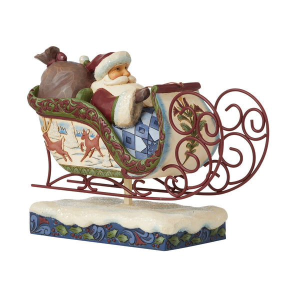 Jim Shore Heartwood Creek Victorian Santa In Sleigh Flight Of Festive Fancy