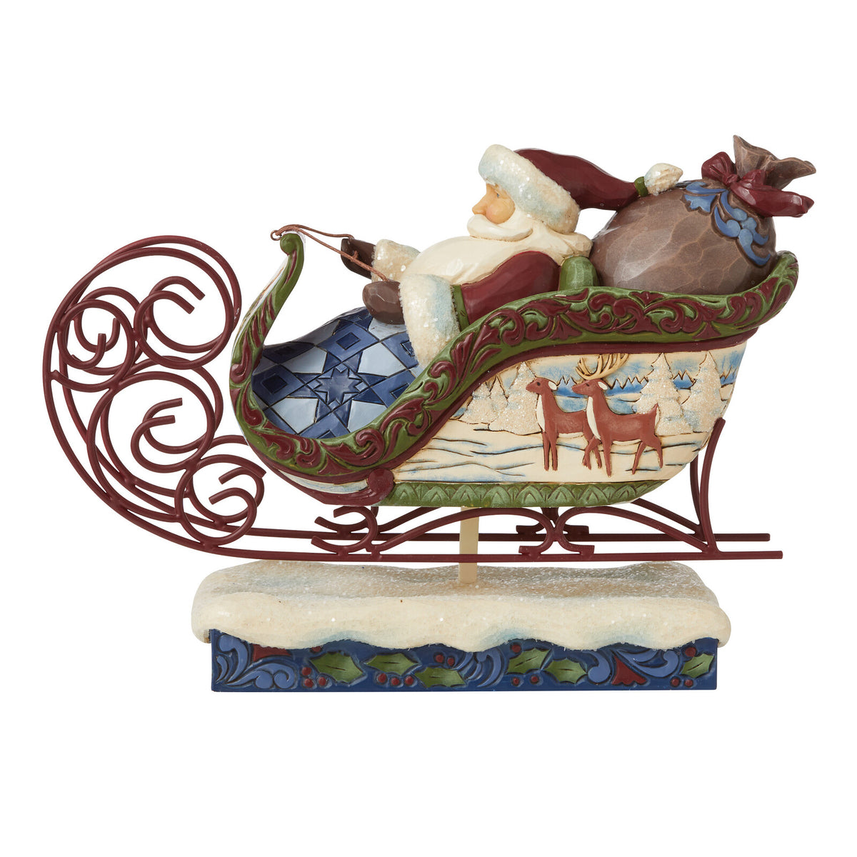 Jim Shore Heartwood Creek Victorian Santa In Sleigh Flight Of Festive Fancy