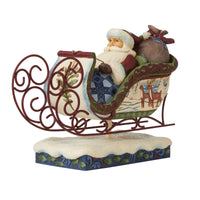 Jim Shore Heartwood Creek Victorian Santa In Sleigh Flight Of Festive Fancy