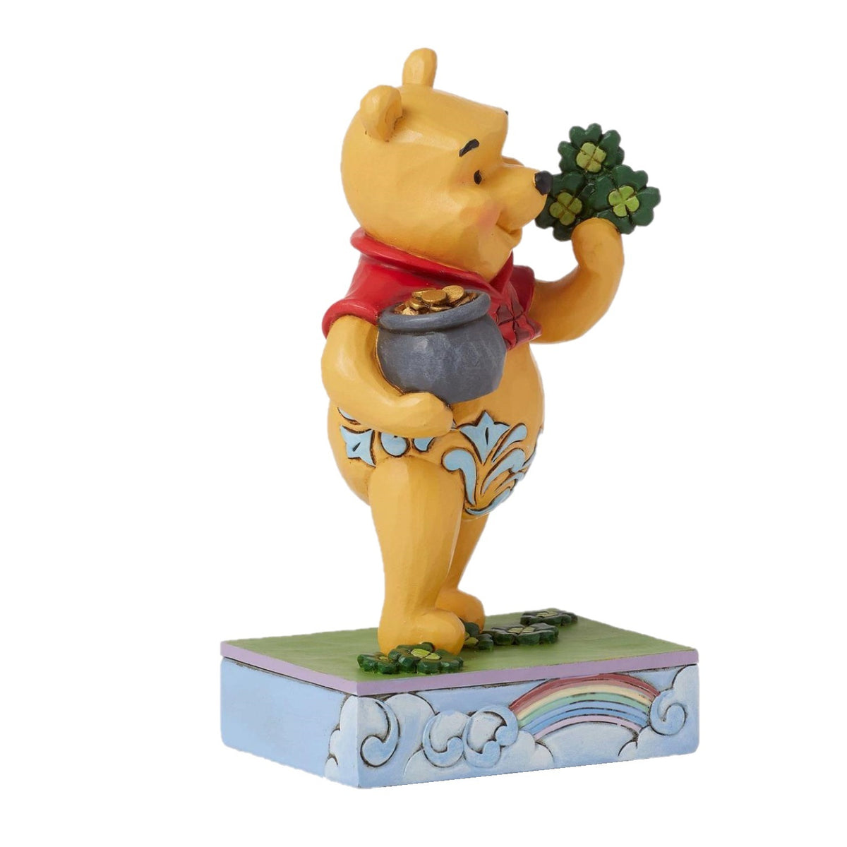 Jim Shore Disney Traditions Pooh With Clover & Pot - Lucky Oi' Bear