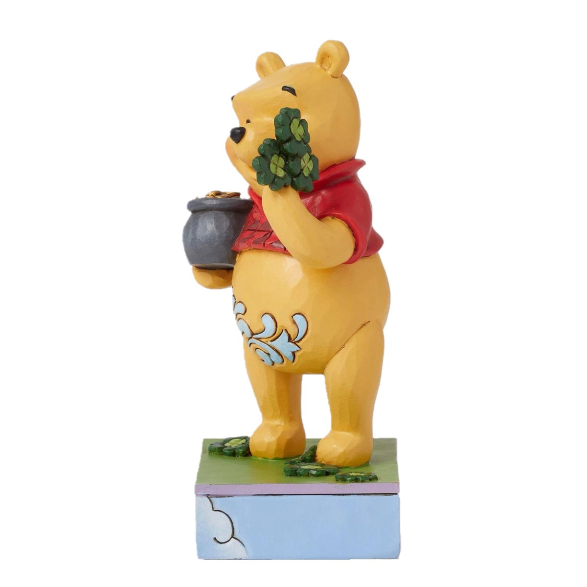 Jim Shore Disney Traditions Pooh With Clover & Pot - Lucky Oi' Bear