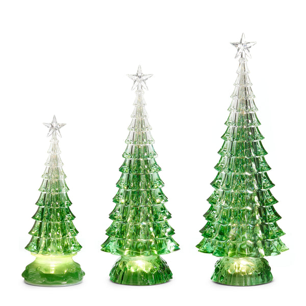 CHRISTMAS TREES SET/3 LIGHT UP GREEN