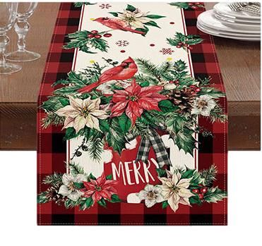 CHRISTMAS TABLE RUNNER POINSETTIA 