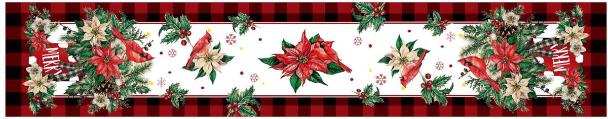 CHRISTMAS TABLE RUNNER POINSETTIA 