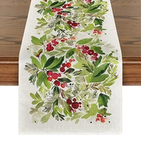 CRISTMAS TABLE RUNNER NATIVE FLORAL 