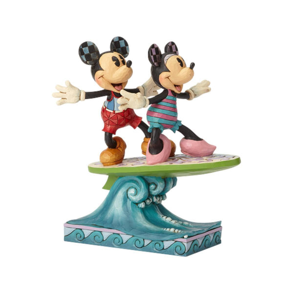 Jim Shore Disney Traditions - Mickey And Minnie On A Surfboard - Surf's Up 