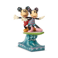 Jim Shore Disney Traditions - Mickey And Minnie On A Surfboard - Surf's Up 