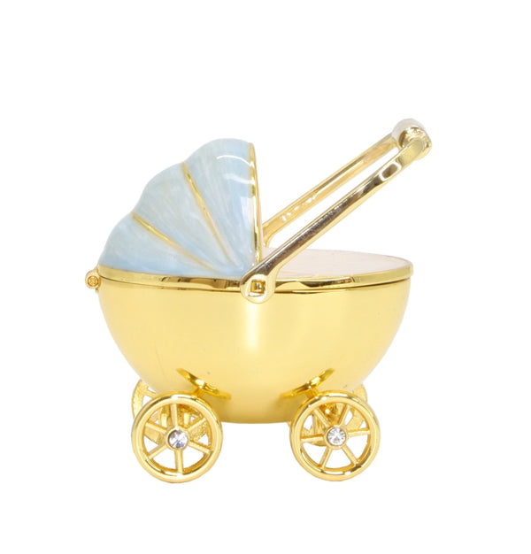 Trinket Box Baby Carriage Blue 