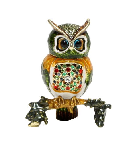 Trinket Box - Owl On Log 9cm