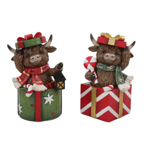 Christmas Highland Cow Red Gift Box