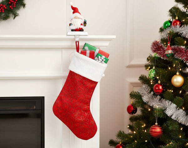 Stocking Holder - Santa - Red - 25cm