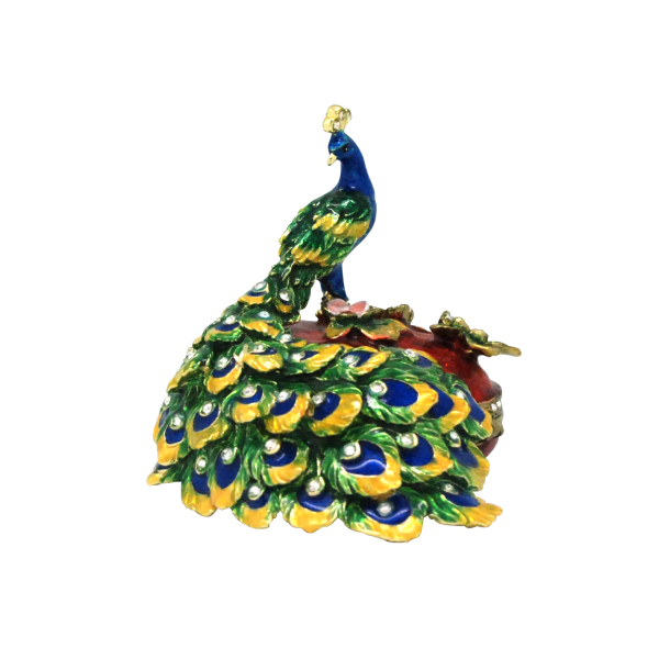 Trinket Box Peacock On Heart Box