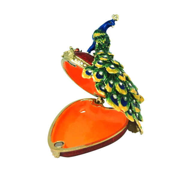 Trinket Box Peacock On Heart Box