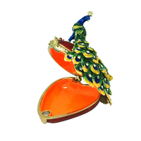 Trinket Box Peacock On Heart Box