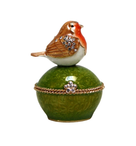 Trinket Box Orange Bird On Box