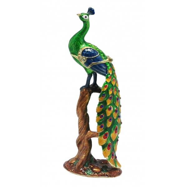 Trinket Box Peacock On Trunk