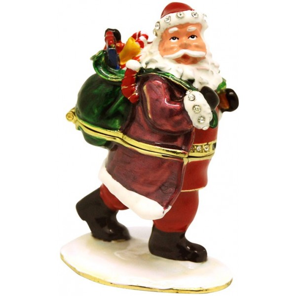 Xmas Trinket Box Santa With Giftbag