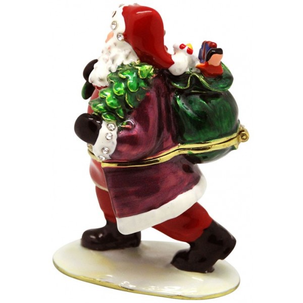 Xmas Trinket Box Santa With Giftbag