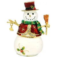 Xmas Trinket Box Snowman With Broom
