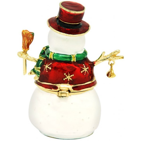 Xmas Trinket Box Snowman With Broom