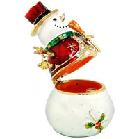 Xmas Trinket Box Snowman With Broom