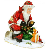 Xmas Trinket Box Santa Feeding Animals