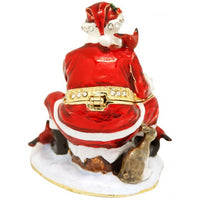Xmas Trinket Box Santa Feeding Animals