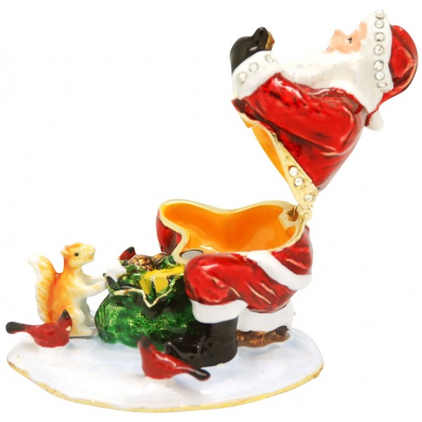 Xmas Trinket Box Santa Feeding Animals