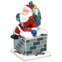 Xmas Trinket Box Santa Down Chimney