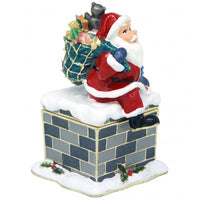 Xmas Trinket Box Santa Down Chimney