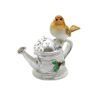 Xmas Trinket Box Robin On Watering Can 