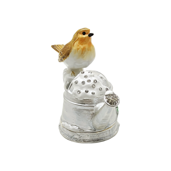 Xmas Trinket Box Robin On Watering Can 