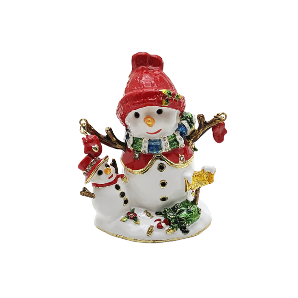 Xmas Trinket Box Snowman & Baby