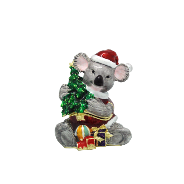 Xmas Trinket Box Koala With Xmas Tree
