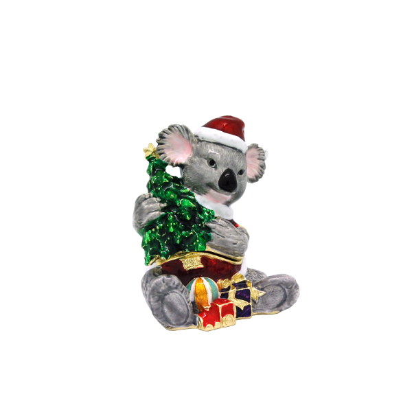 Xmas Trinket Box Koala With Xmas Tree