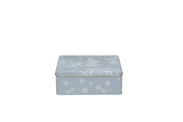 TIN WINTER RABBIT LARGE RECTANGLE TIN 