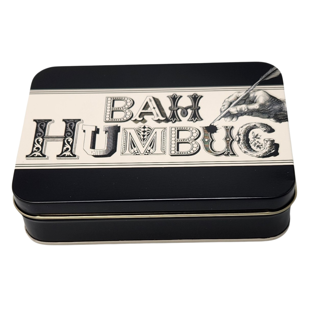 CHRISTMAS TIN BAH HUMBUG SMALL RECTANGLE