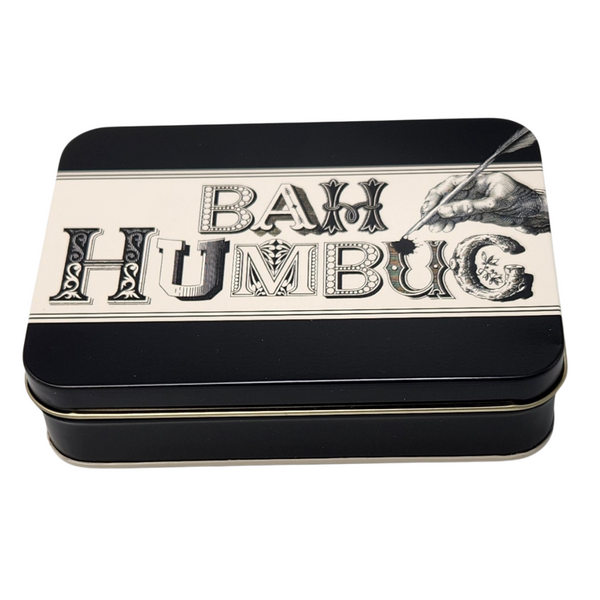 CHRISTMAS TIN BAH HUMBUG SMALL RECTANGLE