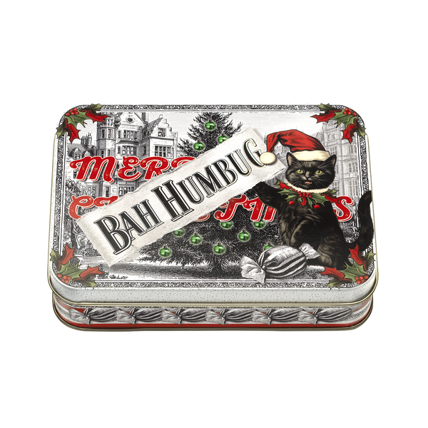 Christmas Tin Vintage Bah Humbug Small Rectangle Tin 