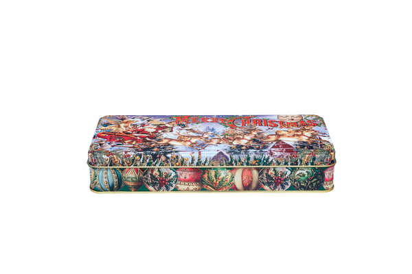 Christmas Tin Vintage Christmas Long Shallow Tin