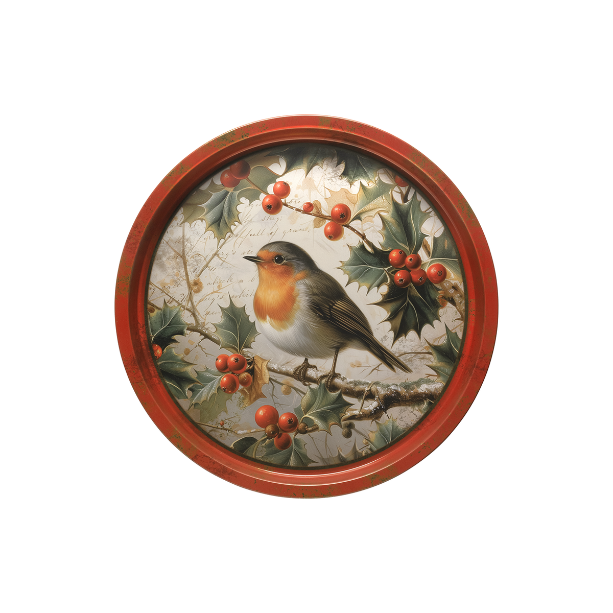 Christmas Tin Tray Robin Round