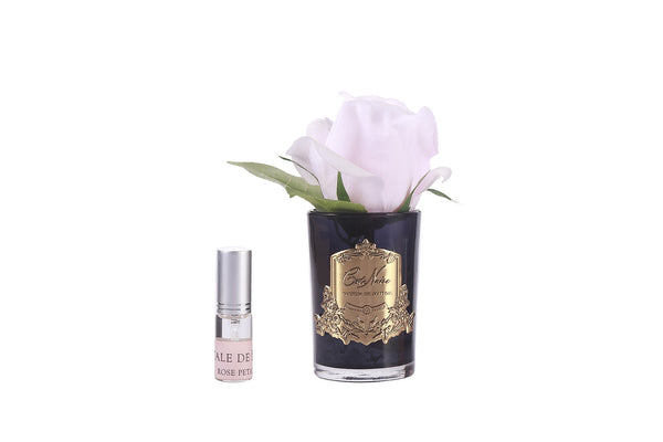 CN ROSE BUD SINGLE FRENCH PINK IN BLACK GLASS