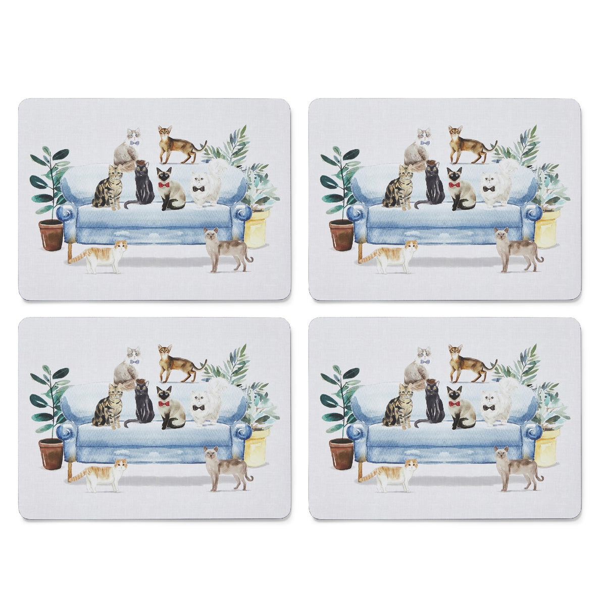 CURIOUS CATS SET OF 4 PLACEMATS