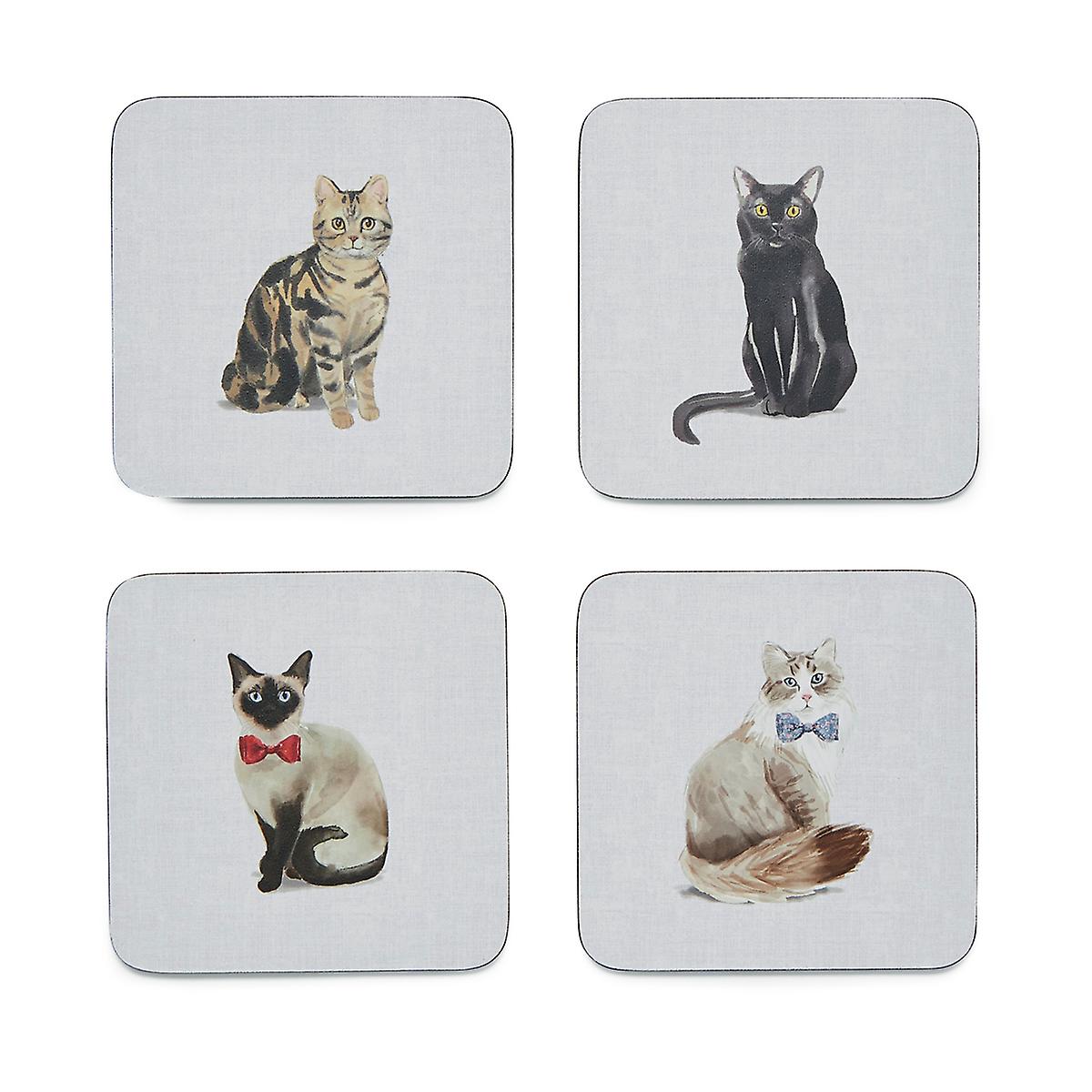 CURIOUS CATS SET OF 4 COASTERS