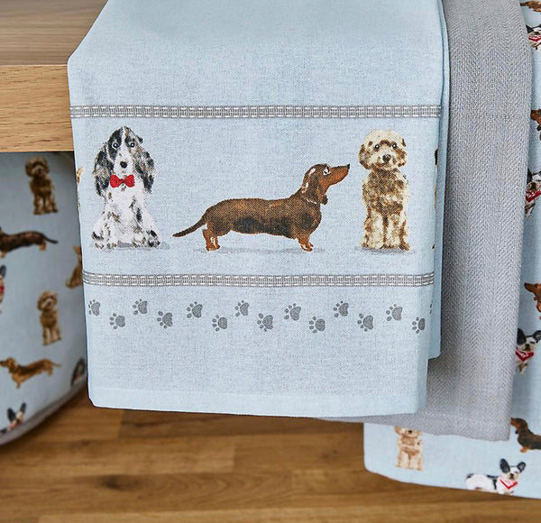 CURIOUS DOGS 3 PACK OF TEATOWELS 