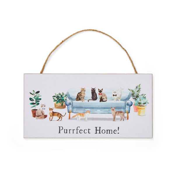 CURIOUS CATS PURRFECT HOME RECTANGULAR PLAQUE