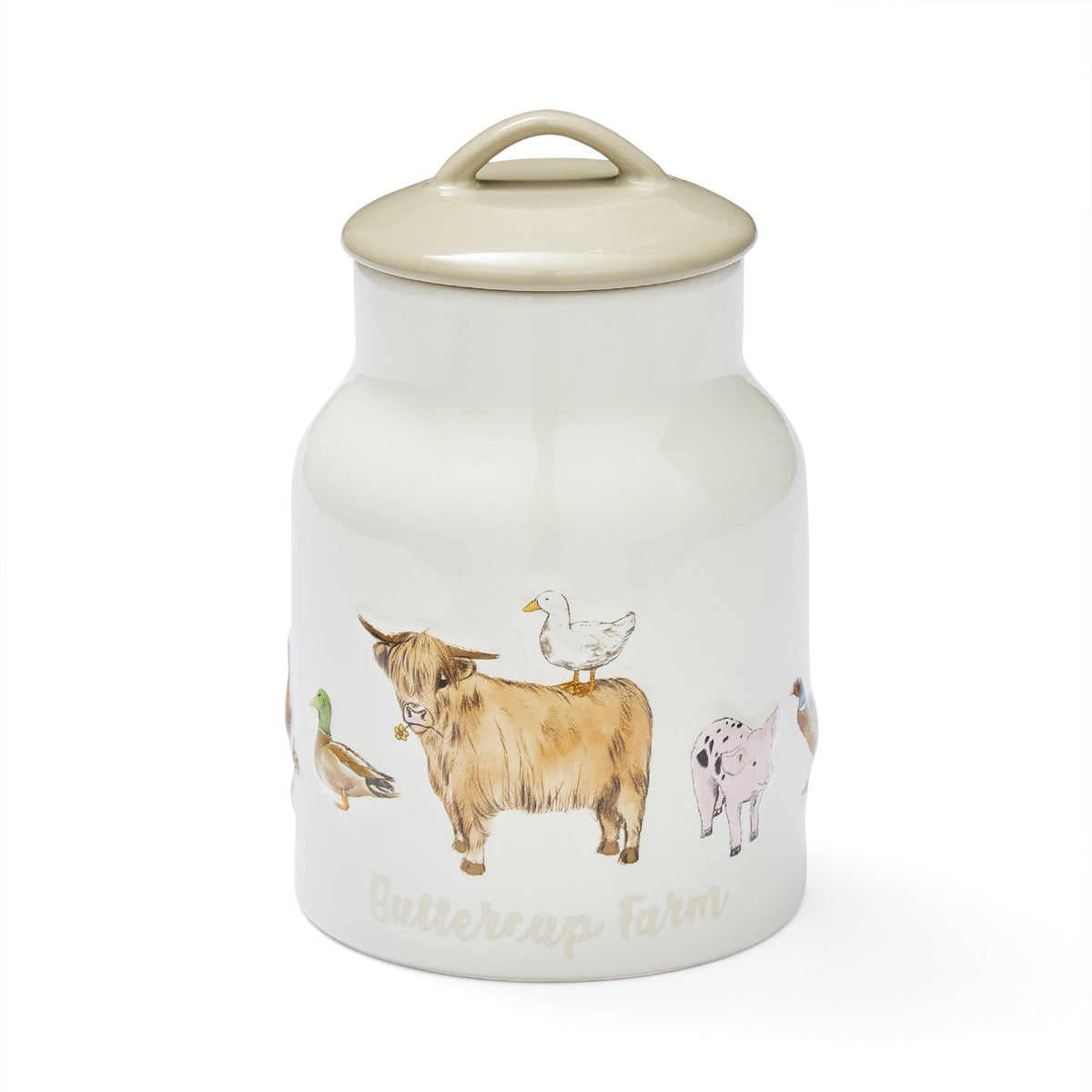 BUTTERCUP FARM CANISTER CERAMIC LARGE BUSCUIT