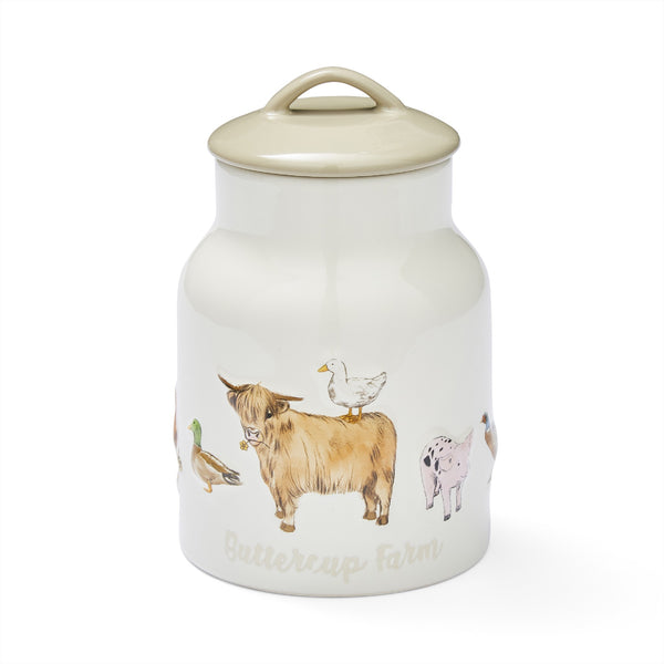 BUTTERCUP FARM CANISTER CERAMIC LARGE BUSCUIT